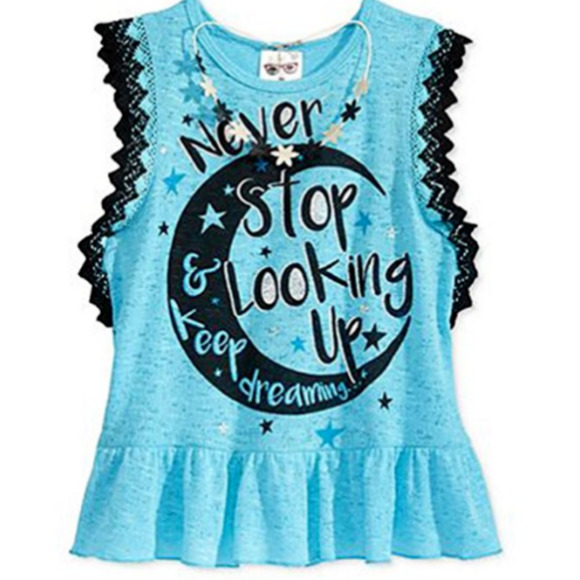 Belle Du Jour Other - Belle Du Jour Girls Blue Tank Top & Flower Necklace Frilly Moon Girls X large XL